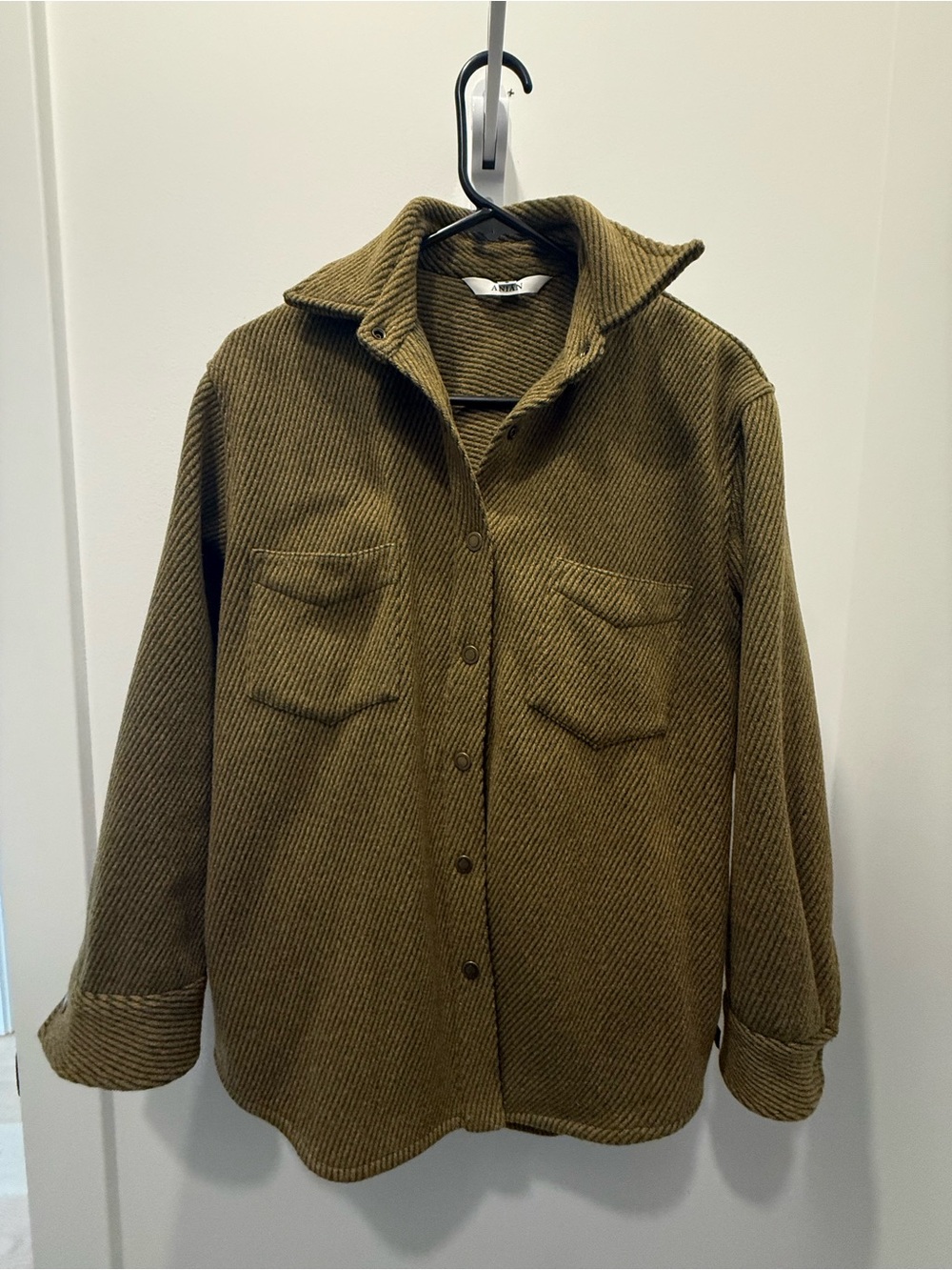 Anián Women’s Olive Corduroy Jericho Wool Shirt Jacket